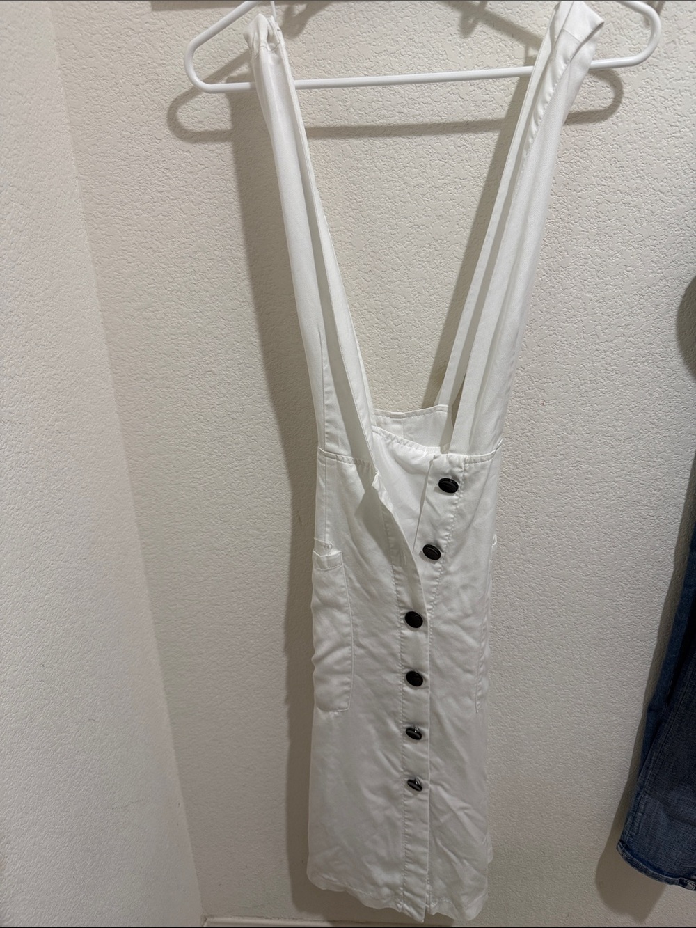 Forever 21 White Button-Front Suspender Skirt